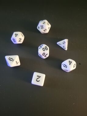 White 7-Piece Polyhedral Dice Set for Roleplaying Games